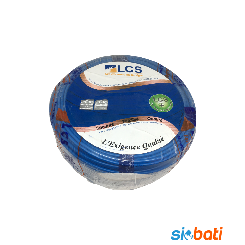 Rouleau Fil HO7VR 6mm² de 100m bleue 2
