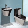 Chaise anglaise + Lavabo suspendu monobloc noir et blanc