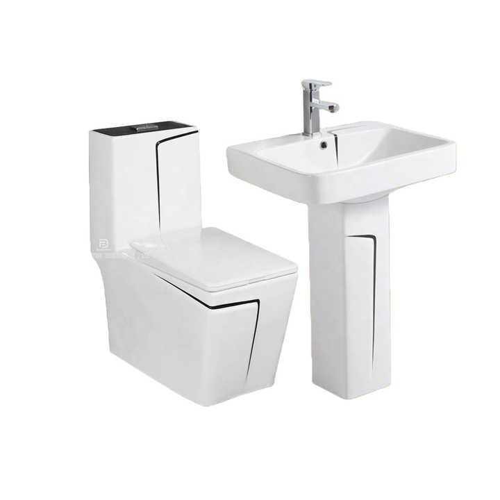 Chaise anglaise & Lavabo monobloc Blanc et Noir