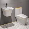 Chaise anglaise + Lavabo suspendu monobloc Blanc et doré