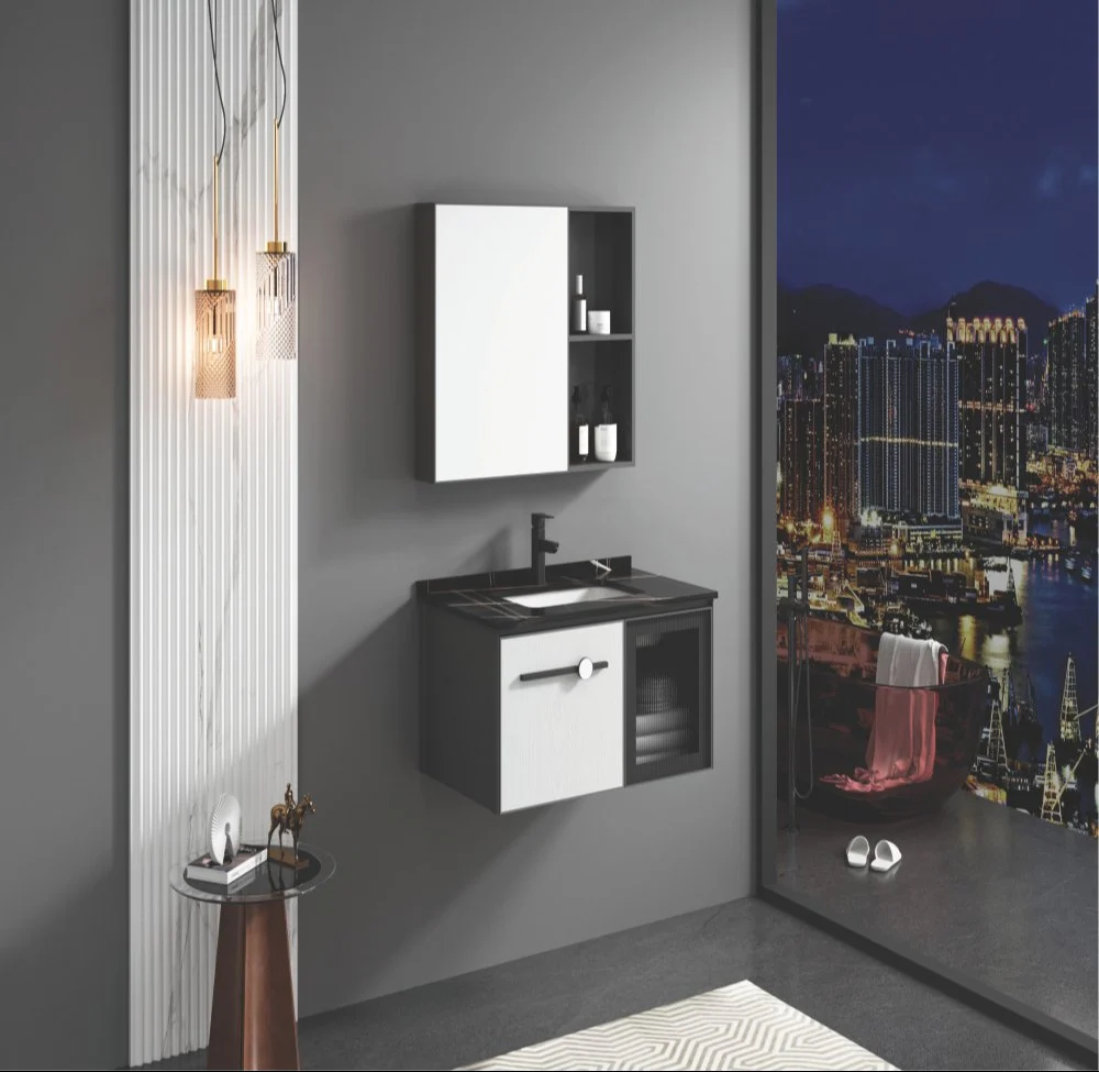 Meuble de salle de bain lavabo mural Sonet 800mm en acier inoxydable, taille : 800 x 470 mm